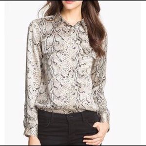 Equipment Signature Python Print Silk Blouse